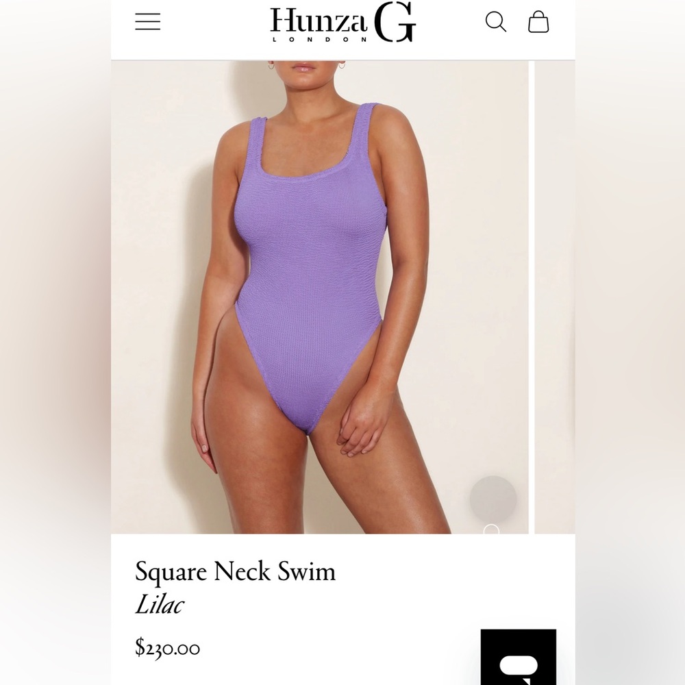 Hunza G Square Neck Swimsuit one piece in lilac